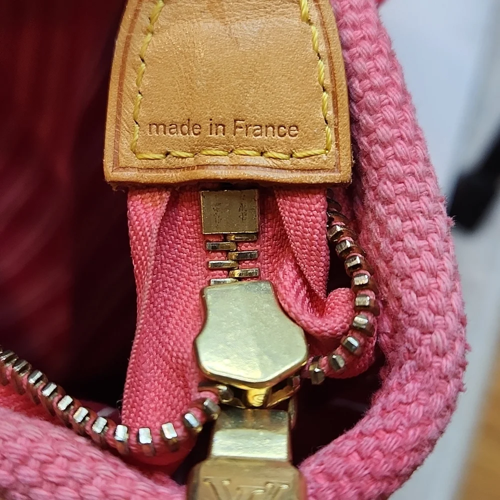 Louis Vuitton Pink Canvas Tote with Gold Hardware